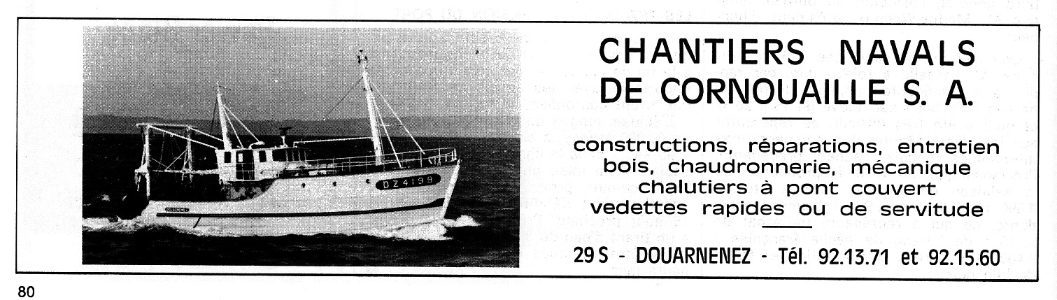 Source : France Pêche N°161 Juin 1971. Publicité pour le Chantier de Cornouaille.