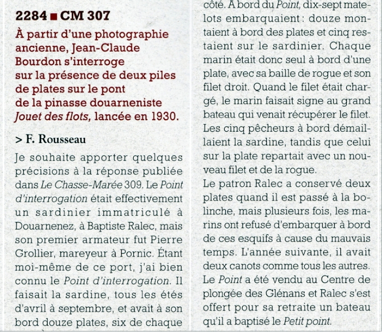 Source : Collection personnelle de Jacques Nouy.  1976 : Extrait du Chasse Marée n° 313 (mai 2020).