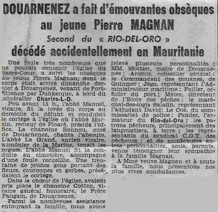 1963 Obsèques de Pierre Magnan second du Rio Del Oro