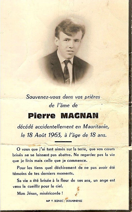1963 Décès de Pierre magnan en Mauritanie