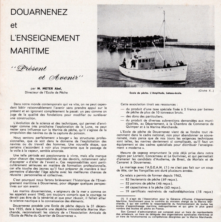 Douarnenez et l'enseignement maritime en 1967. Trouvé dans un grenier par Jacques Nouy. Bulletin municipal de Douarnenez, 1967, n°1:30.