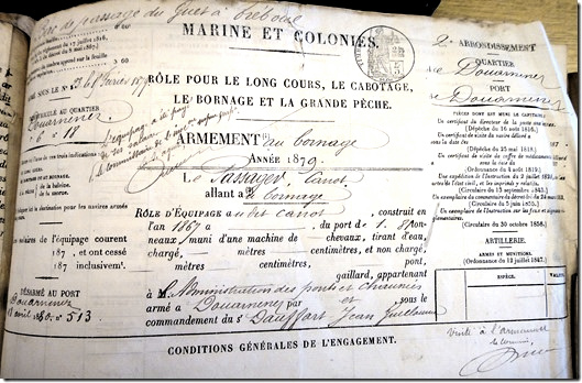 Source : Document de l'Inscription Maritime, communiqué par Maryvonne Gilles.