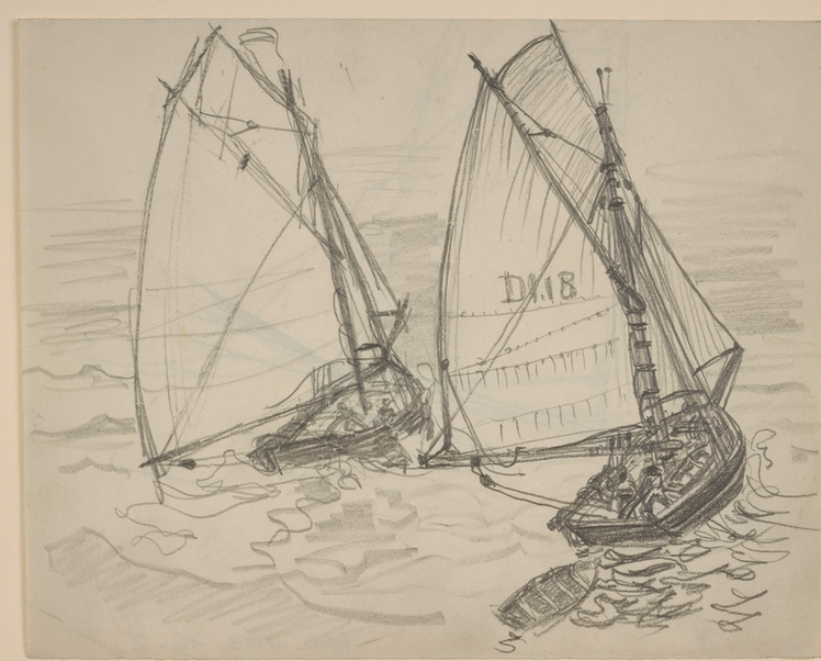 Etudes de voiliers. Eugène Grasset. Entre 1890 et 1903. Musée d'Orsay