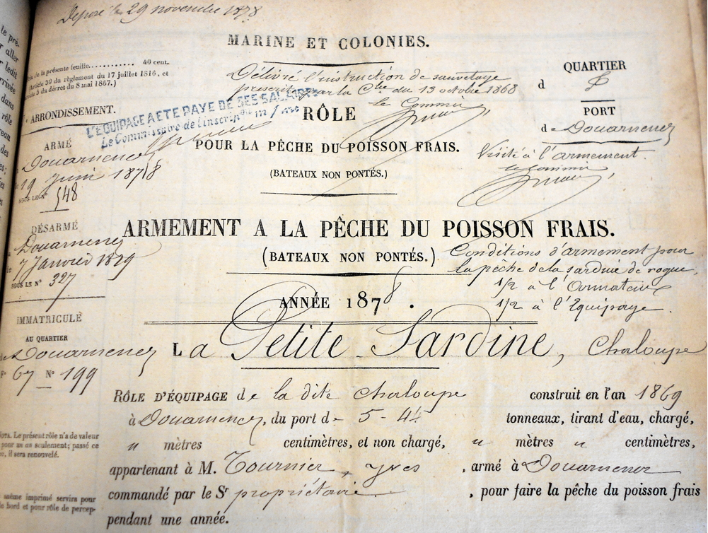 Source : Service Historique de la Défense Brest - Rôle d'équipage de 1878 - Communiqué par Jacques Join