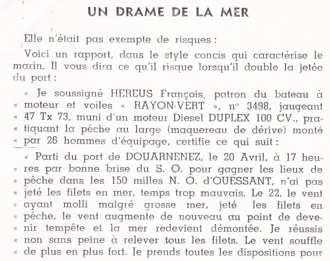 Source : Trouvé dans un grenier par Jacques Nouy - Rapport d'accident de mer survenu en 1947