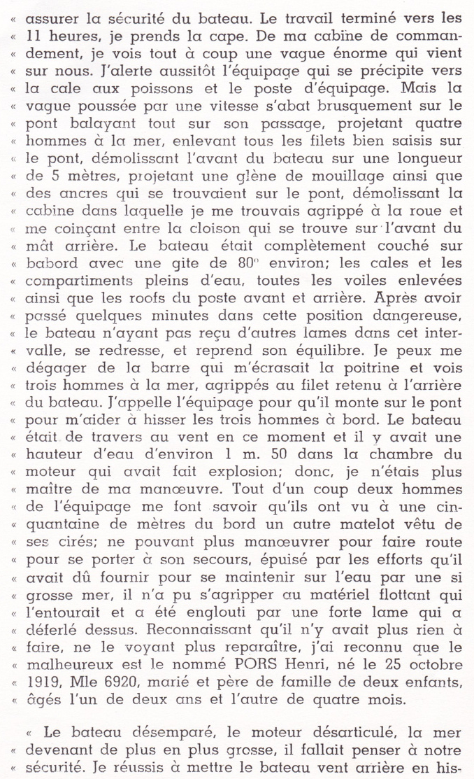 Source : Trouvé dans un grenier par Jacques Nouy - Rapport d'accident de mer survenu en 1947