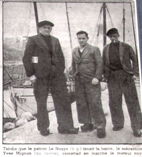 Source : Collection personnelle de Michèle Gloaguen-Doaré.De gauche à droite : Henri Le Nouy, Yves Mignon, Michel Gloaguen.