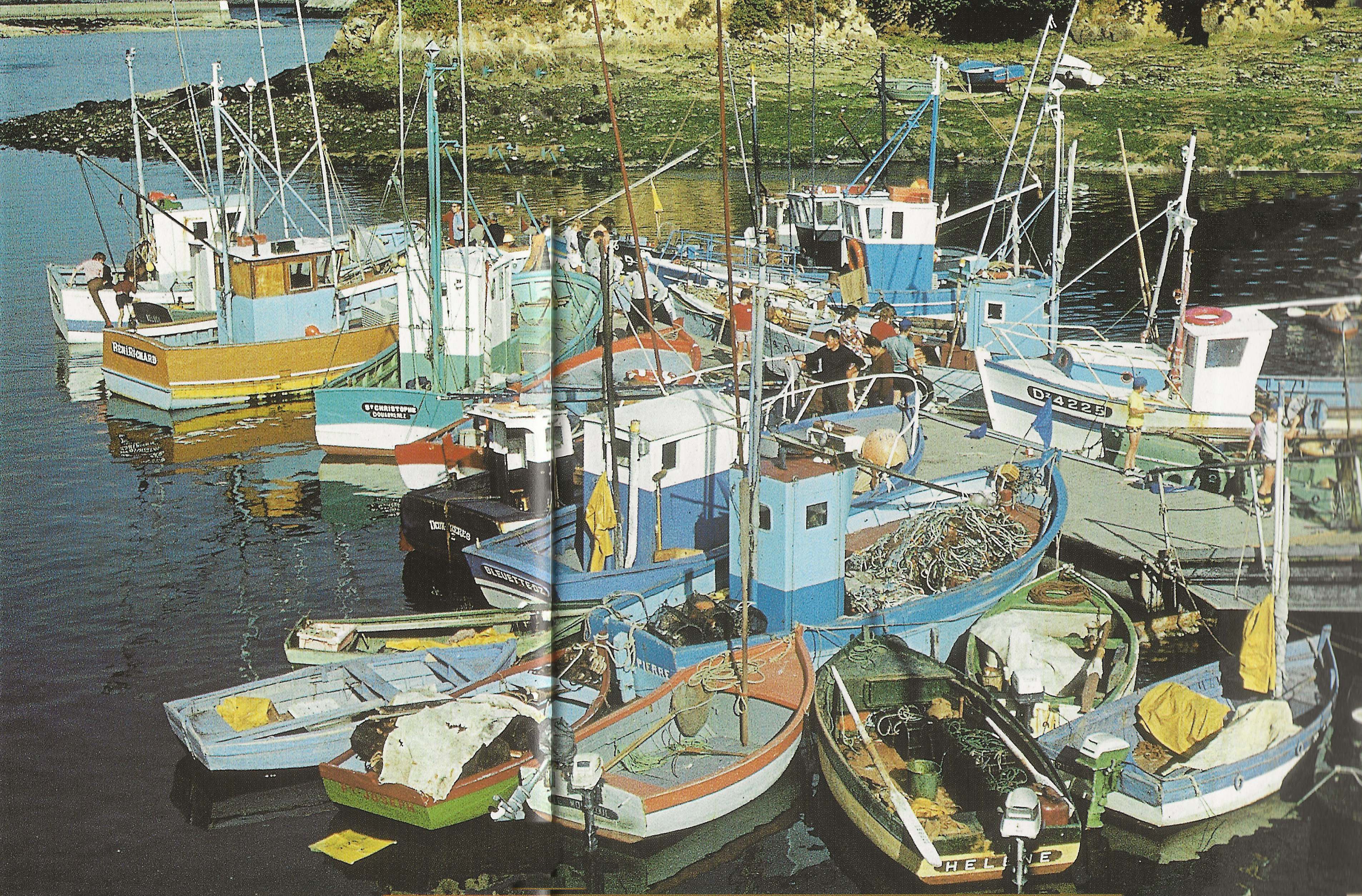 Tréboul vers 1971-73, avant le port de plaisance. Transmis par Alain Gourret et Audierne Bateaux. Photo Patrick Méresse, Voiliers de pêche, Libris