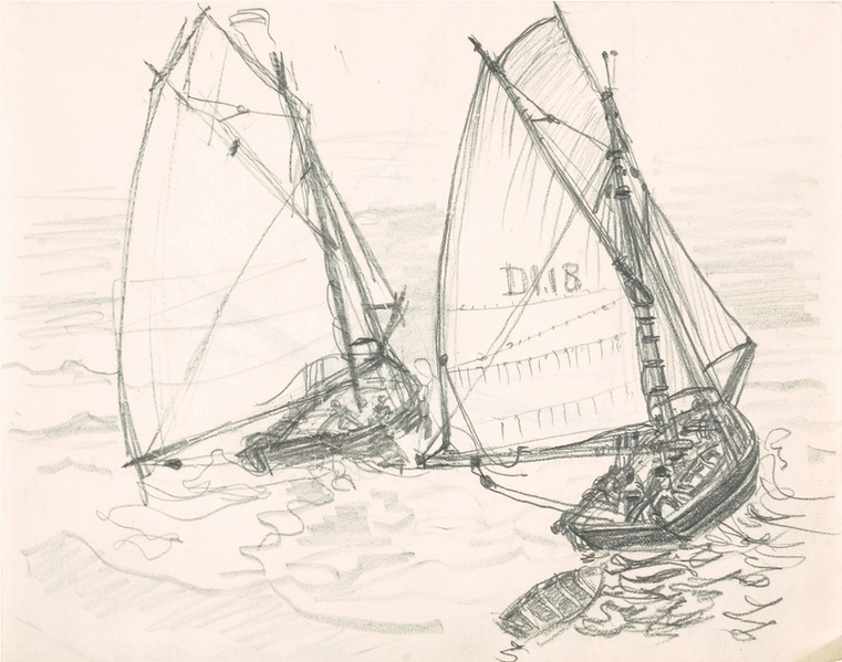 Etudes de voiliers. Eugène Grasset. Entre 1890 et 1903. Musée d'Orsay