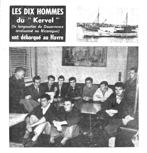Equipage du Kervel rapatrié au Havre. Ouest France 1965-04-08